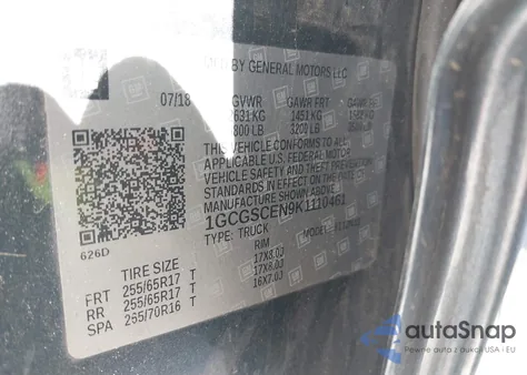 2019 Chevrolet Colorado Lt z USA, uszkodzony, nr VIN 1GCGSCEN9K1110461